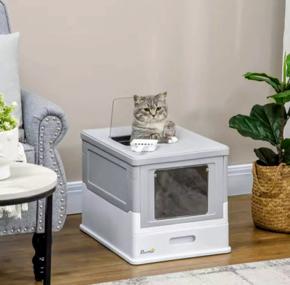 Boîte à litière PawHut pour chats jusqu’à 5 kg – Couvercle + Pelle incluse