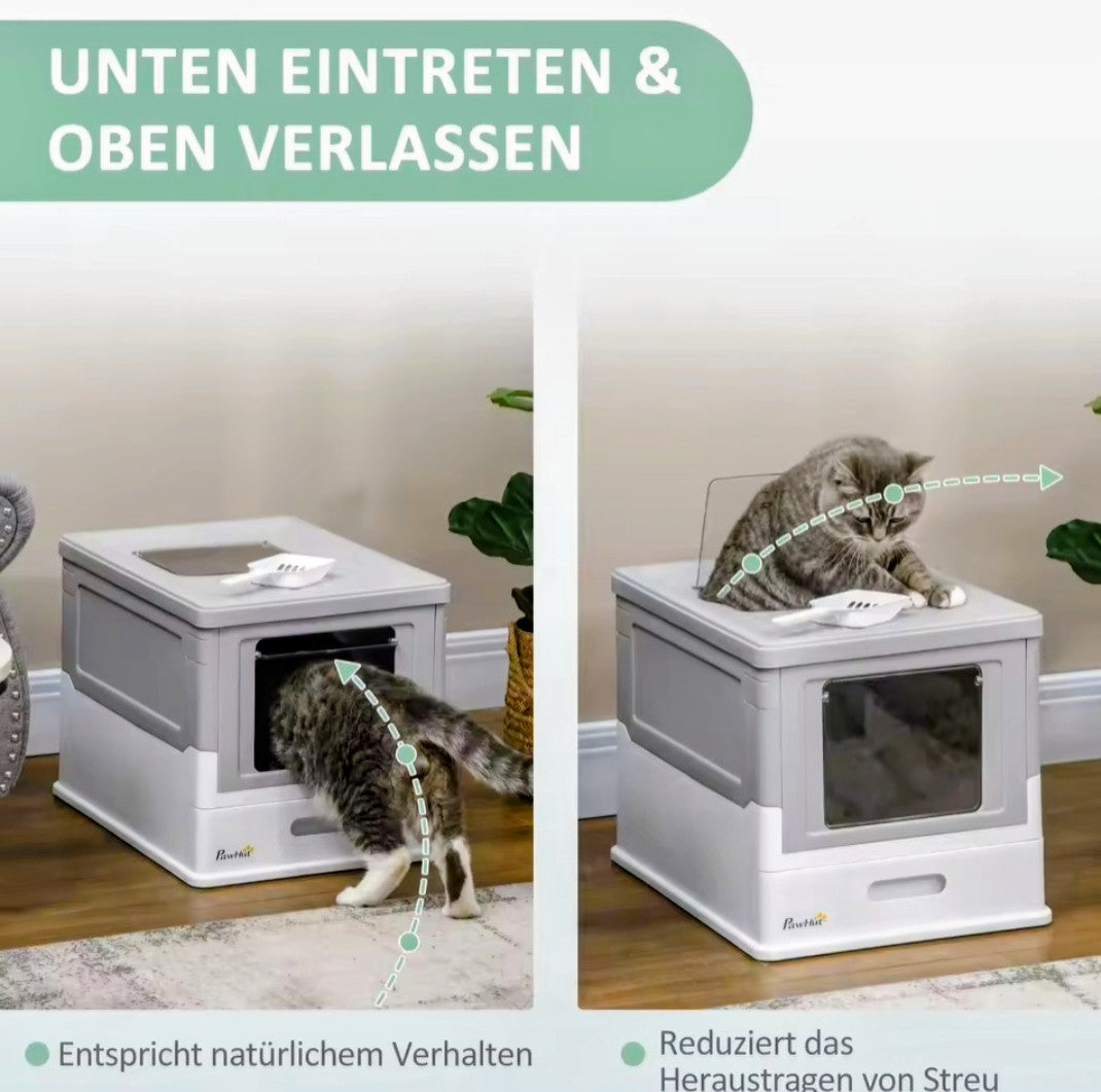 Boîte à litière PawHut pour chats jusqu’à 5 kg – Couvercle + Pelle incluse