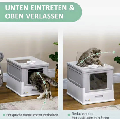Boîte à litière PawHut pour chats jusqu’à 5 kg – Couvercle + Pelle incluse