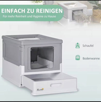 Boîte à litière PawHut pour chats jusqu’à 5 kg – Couvercle + Pelle incluse